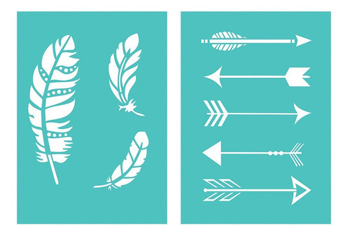 Stencil Laura Craft Set Plumas Y Flechas Boho 0