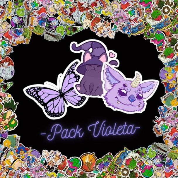 Stickers Vinilo Calcos Premium Impermeables Pack Violeta 0