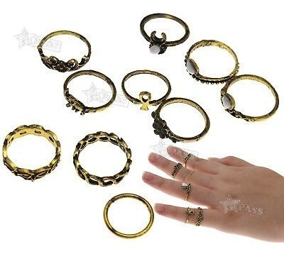 10 X Plata Moda Boho Flecha Luna Midi Geométrica Dedo Nudill 0
