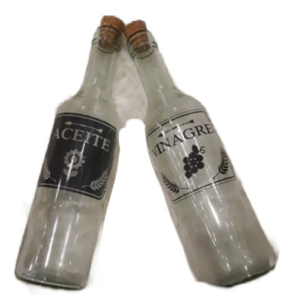 Botellas Pack De Aceitera Y Vinagrera En Vidrio Con Corcho 0