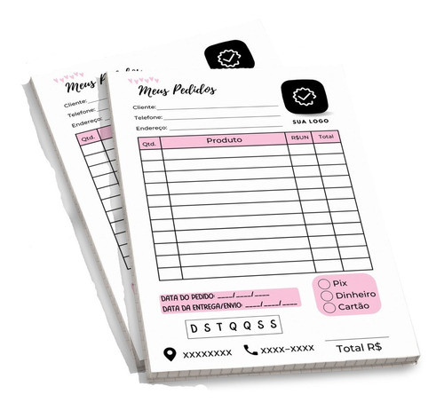 20 Blocos Bloquinhos Talão Pedidos Personalizado 10x15 100fl 0
