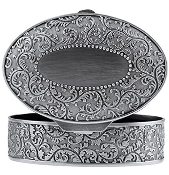 Vintage Antiguo Cofre De Plata Grabado Caja De Joyas Del Tes 0