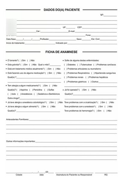 03 Blocos Ficha Anamnese Consultório Dentista Odontológico 0