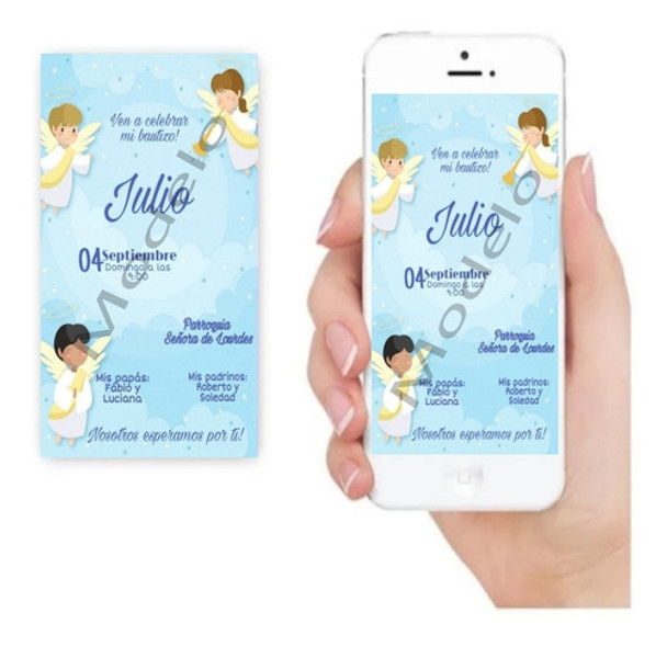 Tarjeta Invitación Digital - Bautismo De Niño 0