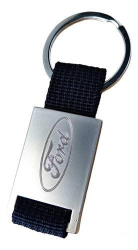 Llavero Ford Tira Tela Negro Grabado Nombre C/caja 0
