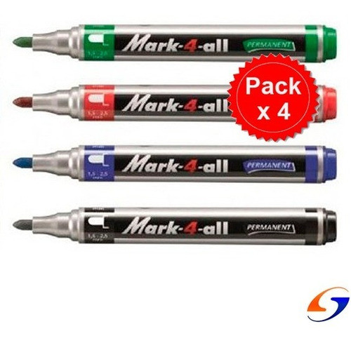 Marcador Stabilo  Permanente Medio Pack X4 Serviciopapelero 0