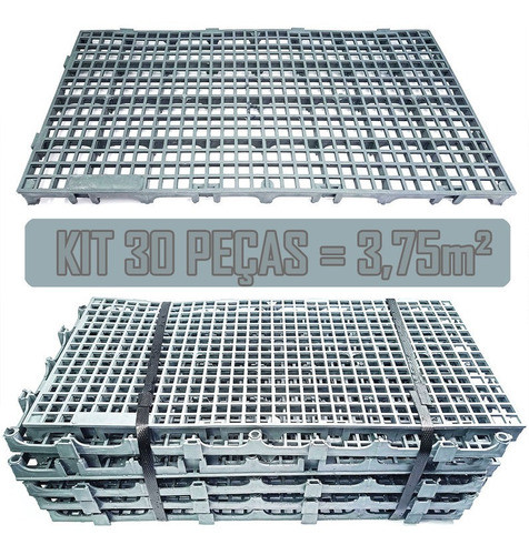 Kit 30 Pç Piso Pallet Plástico 25x50 Multiuso Cinza Estrado 0