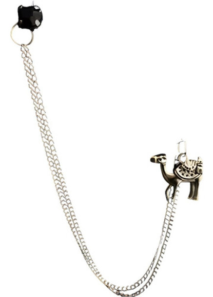 Prendedor Con Cadena Camello Y Gema Negra Chica Para Camisa 0