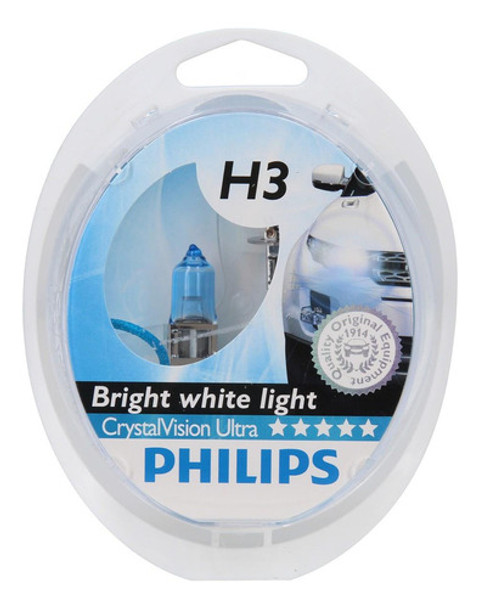 Lampara Phlips H3 Cristal Vision Ultra Pk22s Kit X2 +2w5w 0