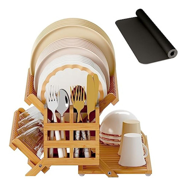 Greenual Escurridor De Platos De Bambú Con Soporte 0