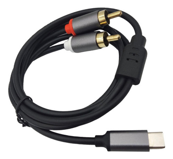 Cabo Macho Tipo C Para Duplo Rca, Linha De Conexão De 1m 0