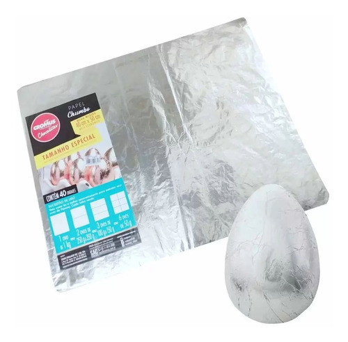 10 Papel Chumbo Para Embalar Ovo De Páscoa Cor Prata Grande 0