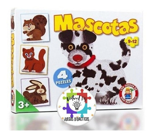 Rompecabezas Mascotas Puzzle Por 4 De Ruibal - Didáctico 0