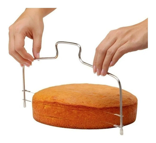 Cortador Fatiador  Bolo Nivelador Ajustável Inox Com 2 Fios 0