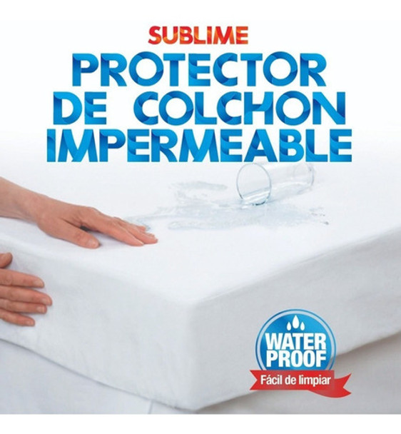 Funda Cubre Colchón Protector 2 Plazas Impermeable Sublime 0