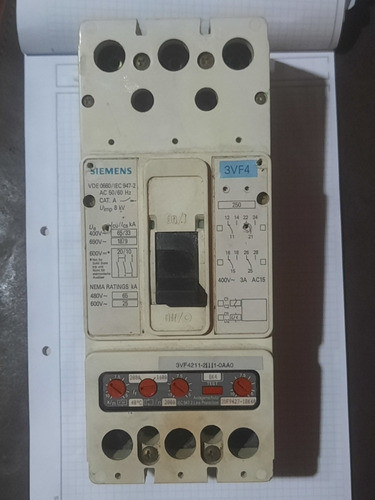 Interruptor Siemens 3vf4211-2bk41-0aa0. 250 Amp.65a.cat A 0