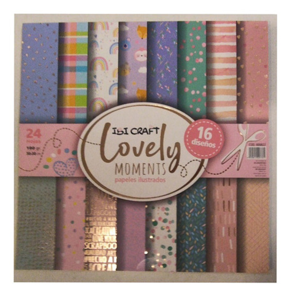Bloc Con 24 H. Ibi Craft ,30x30cm,180grs,16 Diseños Lovely 0
