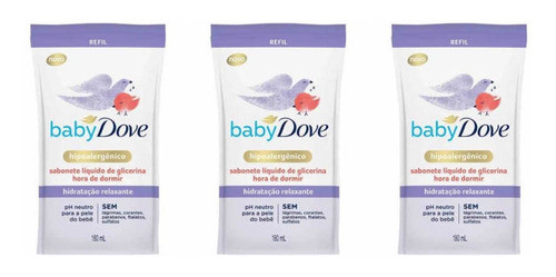 Dove Baby Sab Líq Hidratação Relaxante Ref 180ml (kit C/03) 0