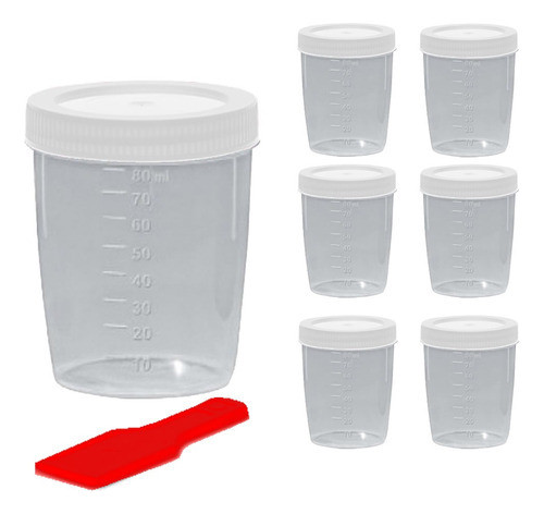 30 Frasco Coletor Universal 80 Ml Pote Não Estéril C/ Pá 0