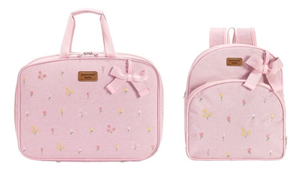 Mala E Mochila Maternidade Floral Rosa Batistela Baby 0