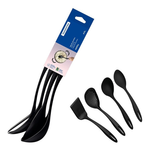 Jogo Espátula Concha Colher Espumadeira Nylon 4pç Tramontina 0