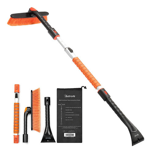 Cepillo Quita Nieve Y Rascador Para Auto Extensible Naranja 0