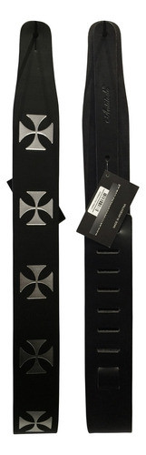 Correa Antitodo C08 Negra Cruz Grabada 100% Cuero 0