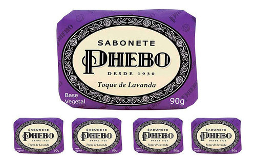 Kit 5 Sabonetes Em Barra Phebo Toque De Lavanda 90g 0