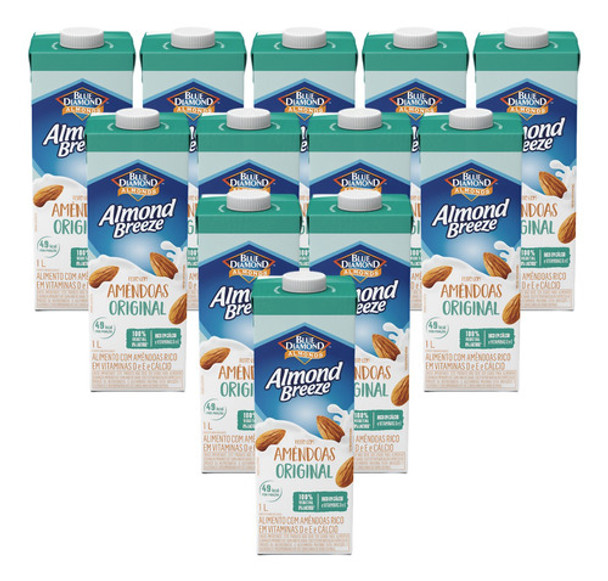 Kit 12 Bebida Vegetal De Amêndoa Original Almond Breeze 1l 0