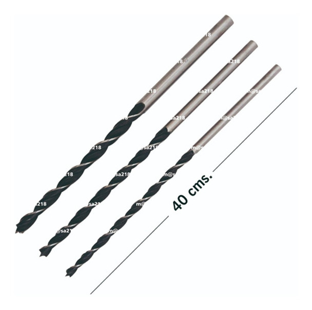 3 Mechas Para Madera 8mm 10mm Y 12mm.       Largo 39/40cms. 0