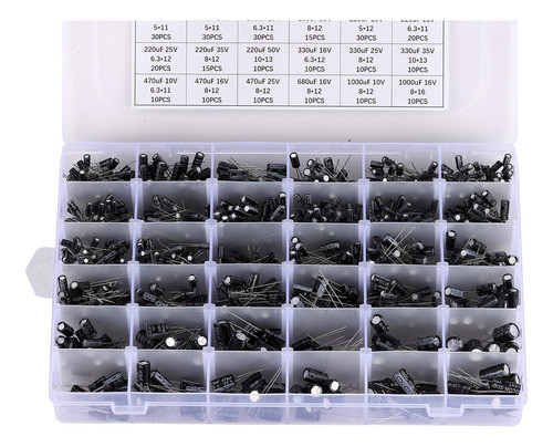 36value 1000pcs Condensador Electrolítico Surtido Caja Kit U 0
