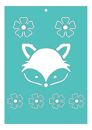 Stencil Laura Craft Infantil Zorrito Con Flores 0