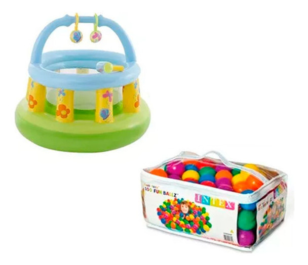 Combo Inflable Corralito Bebe Juego + 100 Pelotas Pelotero 0