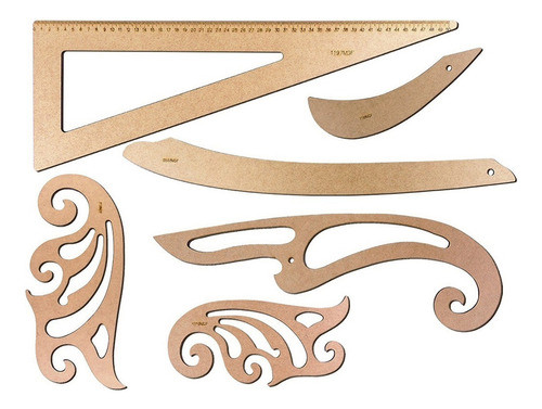 Jogo Réguas Costura Esquadro Curva Francesa Modelista Moldes 0