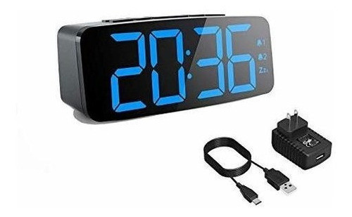 Elegante Reloj Despertador Doble Con Pantalla Led Grande De 0