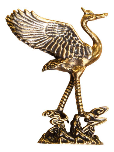 Estátua De Guindaste De Bronze, Estatueta De Pássaro, Mini 0