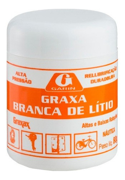 Graxa De Lítio Branca Moto Peças Náutica Garin 80g 0 Graxa De Lítio Branca Moto Peças Náutica Garin 80g 0