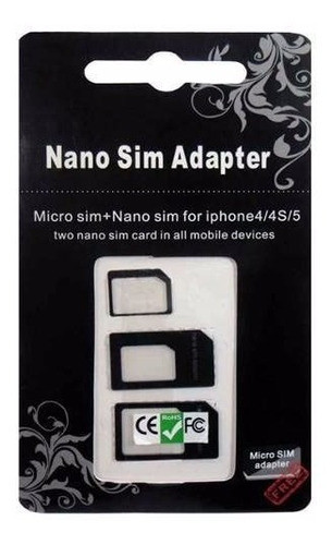 Adaptador 4x1 Nano Chip, Mini, Micro Sim Card + Ejetor Chip 0