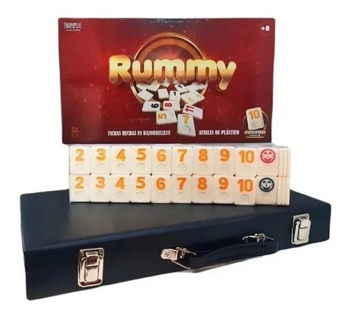 Juego De Mesa Rummy Burako Fichas Bajorrelieve Con Valija 0