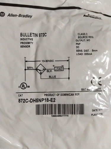 Clp Allen Bradley Sensor 872c-dh5np18-e2 0