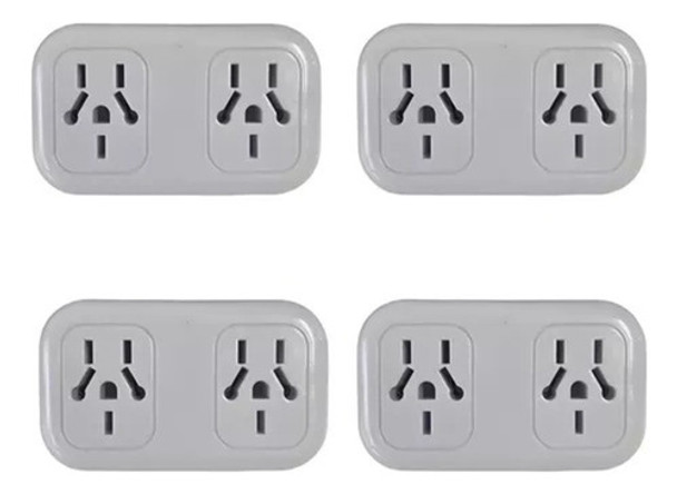 Set 4x3 Adaptador Enchufe Ficha Doble Multitoma Pata Plana 0