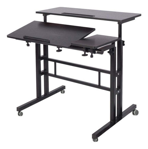 Escritorio Móvil Ajustable En Altura, 80 Cm De Ancho, Negro 0