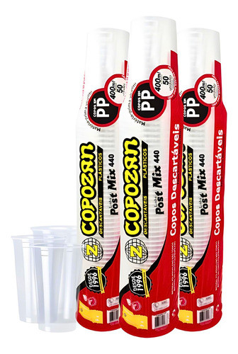 Copo Descartável Liso 400ml Pp Copozan Cx 20x50 0