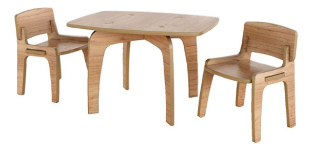Mesa Y Sillas Roble Infantil Desarmable Encastrable Niños 0