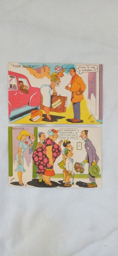 Lote 2 Tarjeta Postal Humoristica Comicas 0