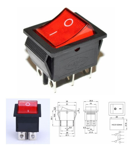 Llave On-off 6 Patas C/luz 15a 0