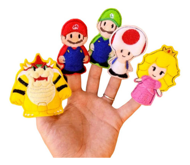 Títeres De Dedo Mario Bros Set X5 Bowser Princesa Peach 0 Títeres De Dedo Mario Bros Set X5 Bowser Princesa Peach 0