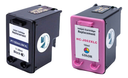 Kit 2 Un Cartucho Compatível 662 Xl Preto E Colorido 0