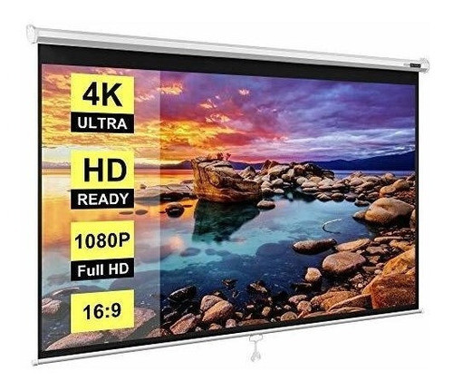 Pantalla Para Proyector Rectractil Manual 16:9 100 Blanco 0