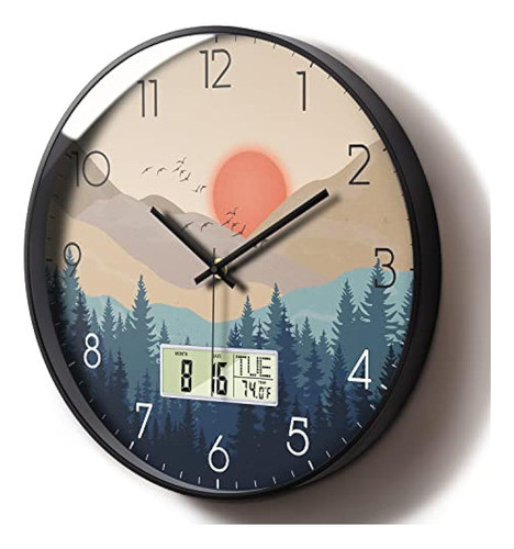 Reloj De Pared Silencioso Con Fecha Y Semana Temperatura Des 0